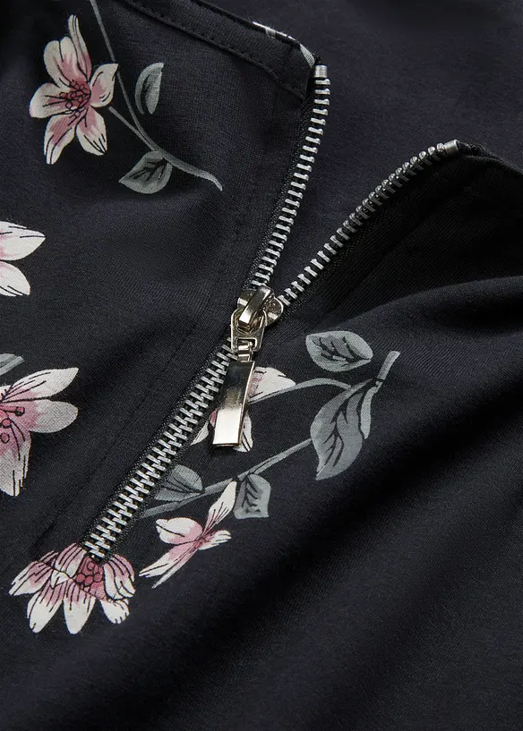 Shirt met ritssluiting in een katoenmix, bonprix