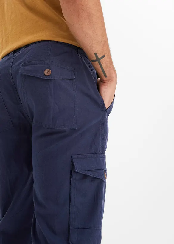 Lange cargo bermuda met linnen, regular fit, bonprix