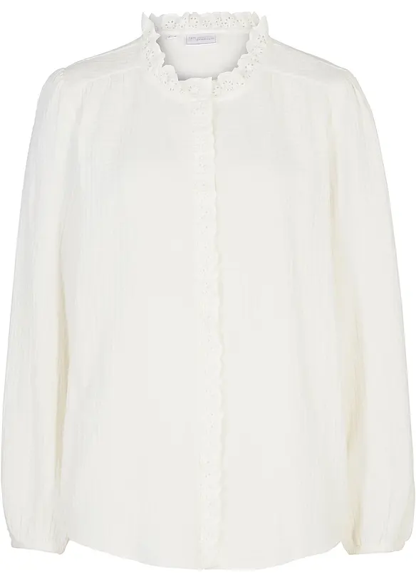 Mousseline blouse met kant, bonprix
