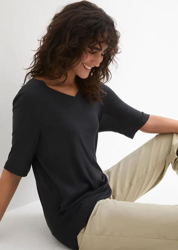 Longshirt van zachte viscose (set van 2), bonprix