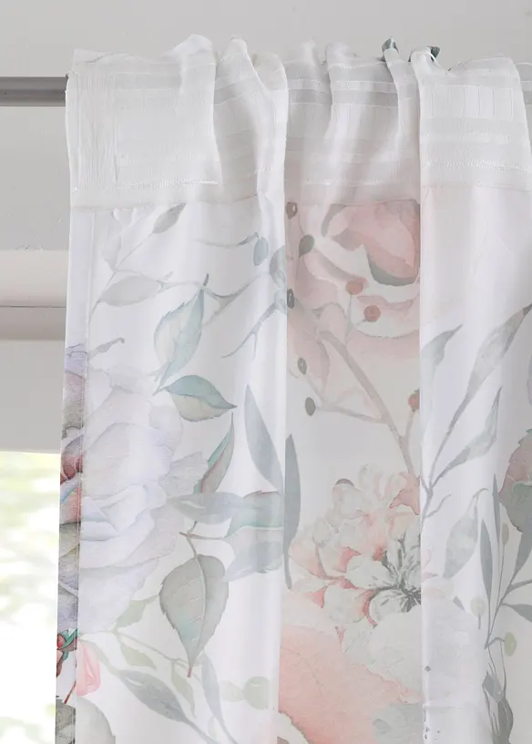 Microvezel gordijn met rozenprint (1 stuk), bonprix