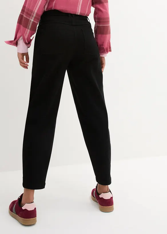 Barrel twill broek met high waist comfortband, bonprix