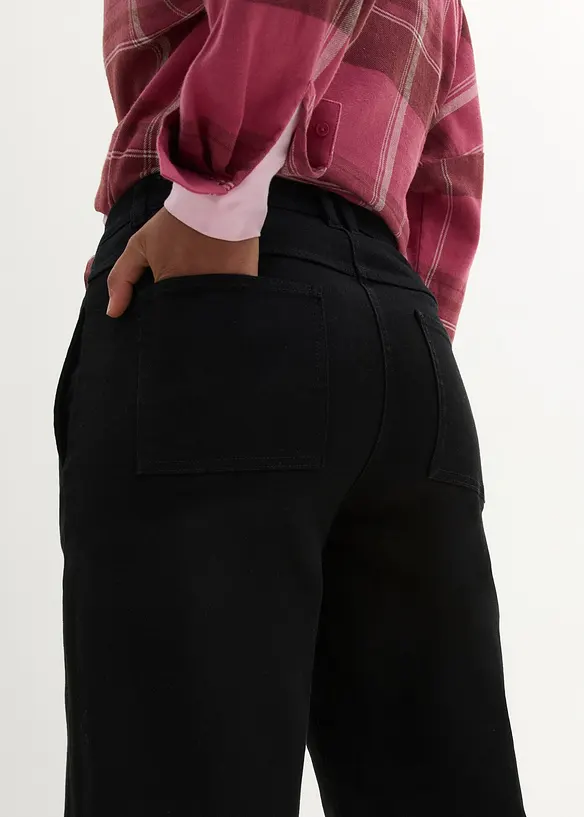 Barrel twill broek met high waist comfortband, bonprix