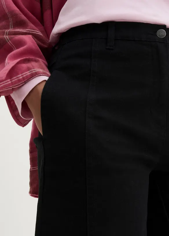 Barrel twill broek met high waist comfortband, bonprix