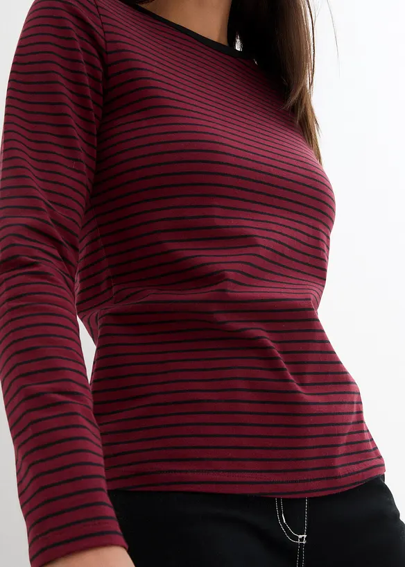 Gestreepte longsleeve met boothals, bonprix