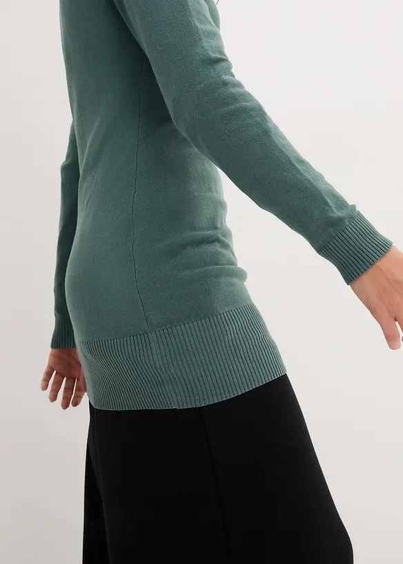 Lange basic trui met V-hals, bonprix