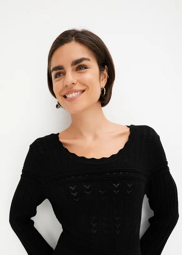 Gebreide jurk met ajourpatroon, bonprix