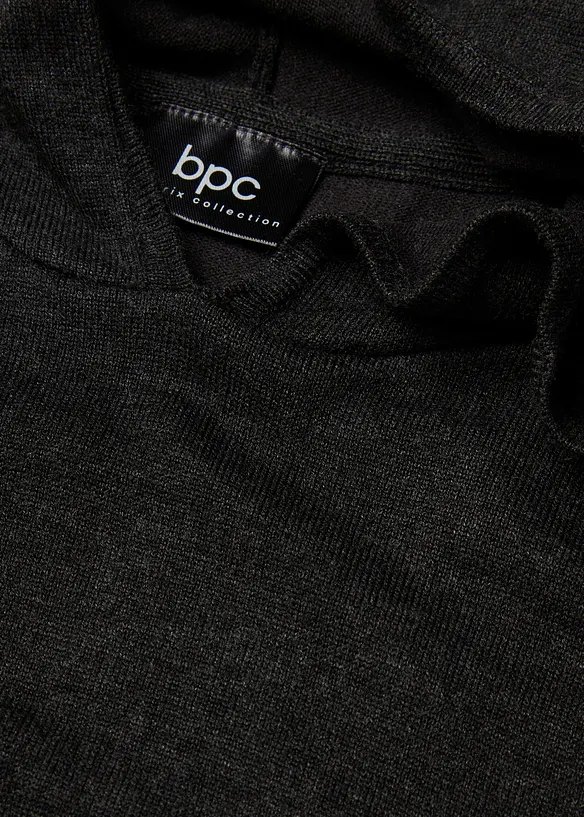 Gebreide hoodie met kangoeroezak van viscosemix, bonprix