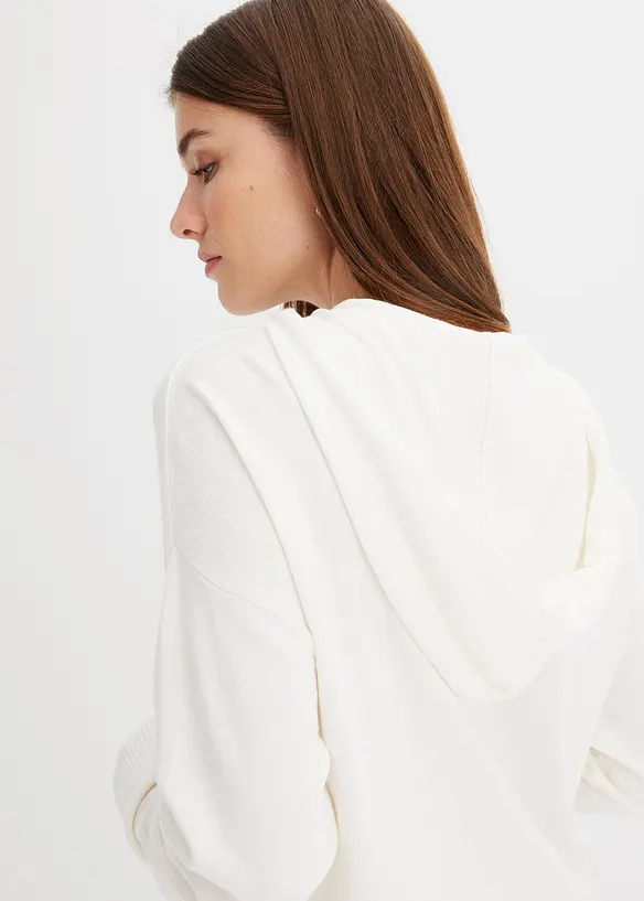 Gebreide hoodie met kangoeroezak van viscosemix, bonprix