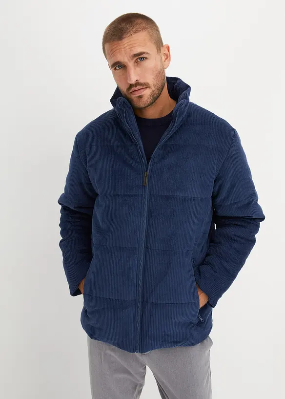 Gewatteerde jas van corduroy met afneembare capuchon, bonprix