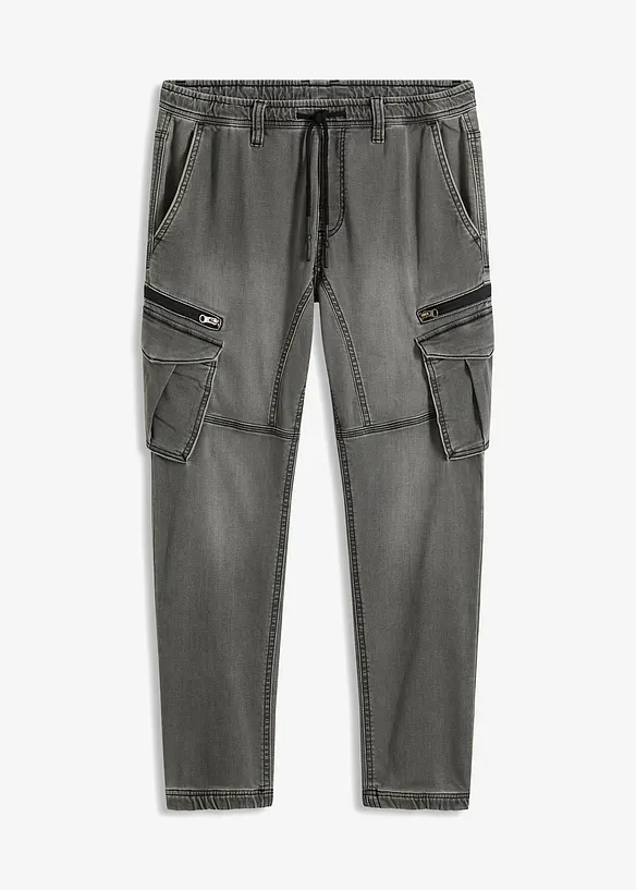 Regular fit sweat jeans met cargozakken, straight, bonprix