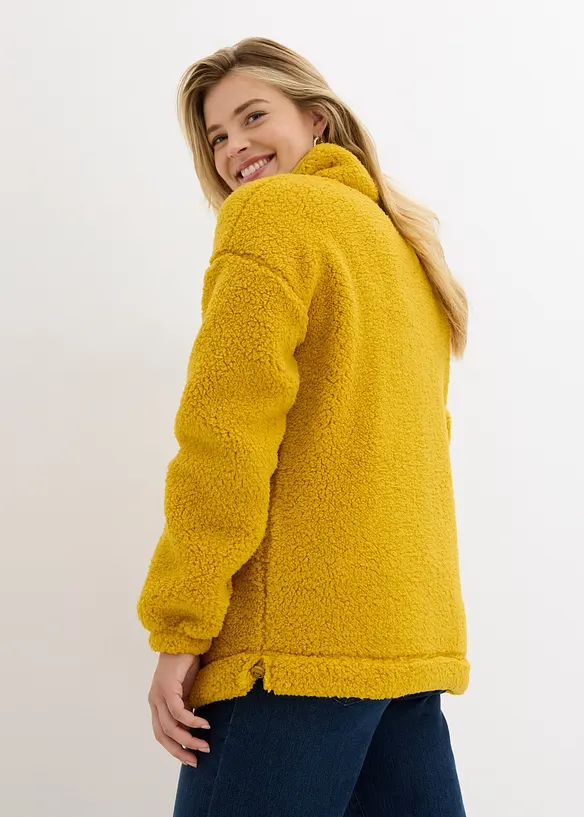 Oversized fleece trui met opstaande kraag en zakken, bonprix