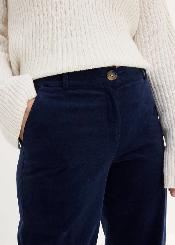 Corduroy broek in Marlene Dietrich stijl van biologisch katoen, bonprix