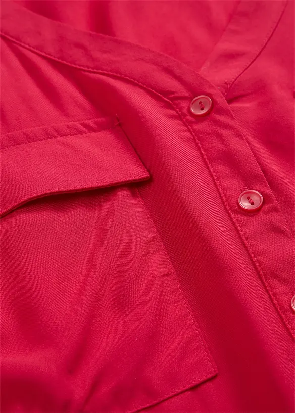 Blouse met lange mouwen en V-hals van vloeiende viscose, bonprix