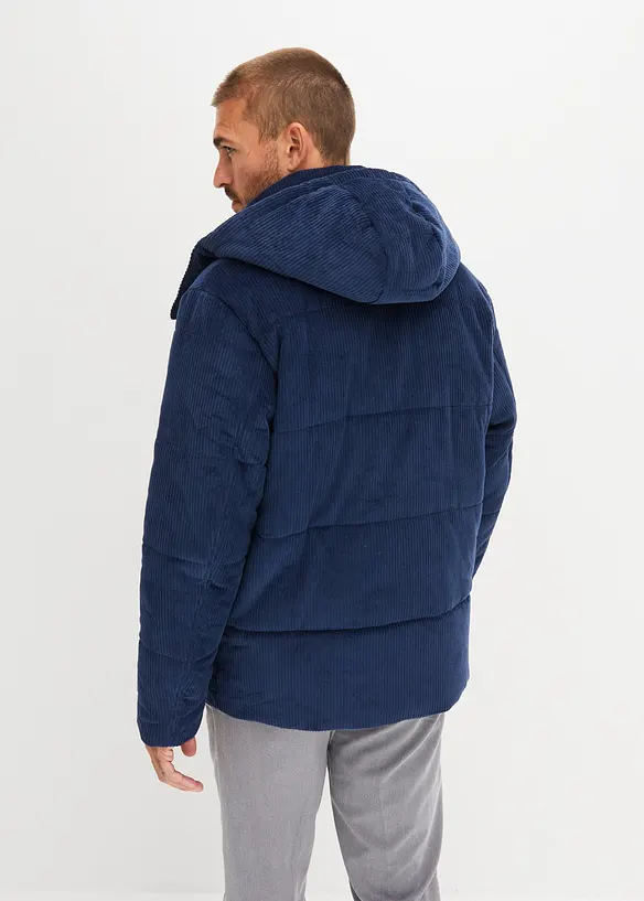Gewatteerde jas van corduroy met afneembare capuchon, bonprix