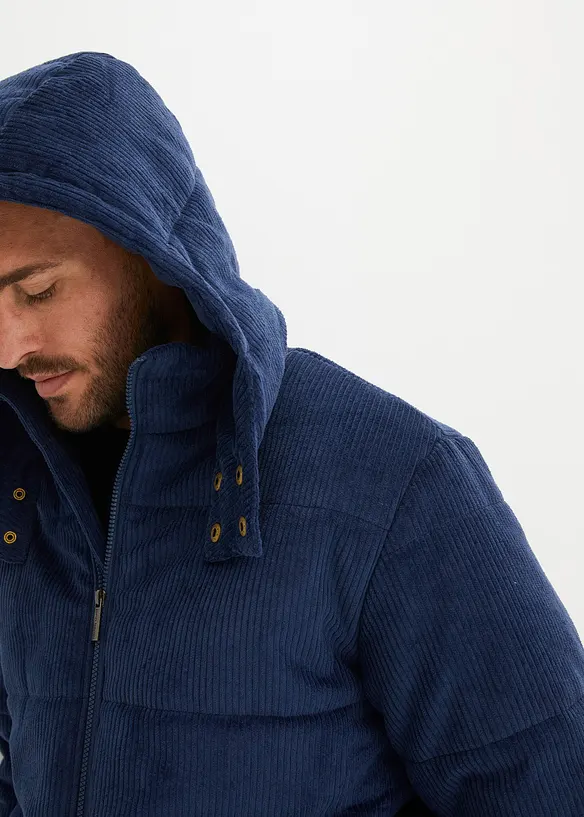 Gewatteerde jas van corduroy met afneembare capuchon, bonprix