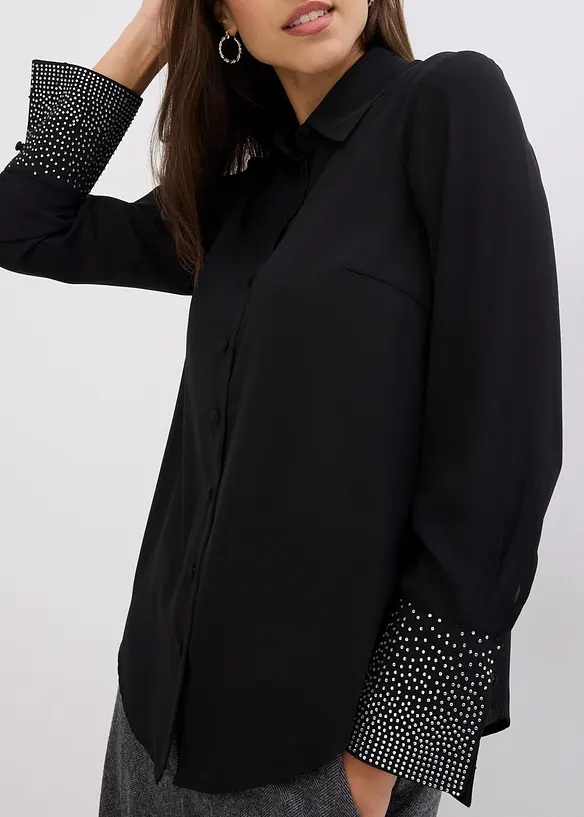 Overhemdblouse met glittersteentjes, bonprix