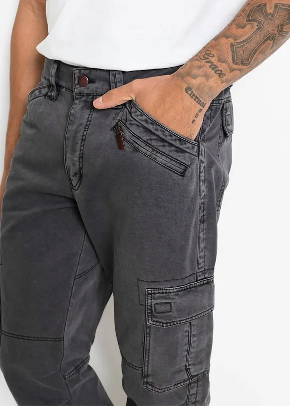 Relaxed fit cargo broek van puur katoen, straight, bonprix