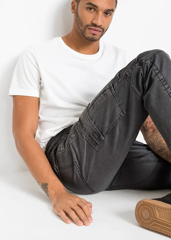 Relaxed fit cargo broek van puur katoen, straight, bonprix