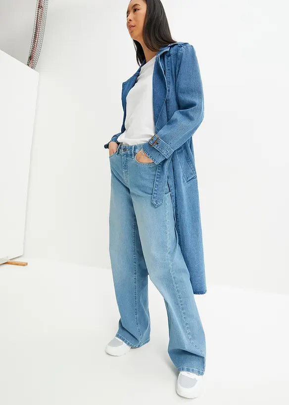 Wide leg jeans mid waist, stretch, bonprix
