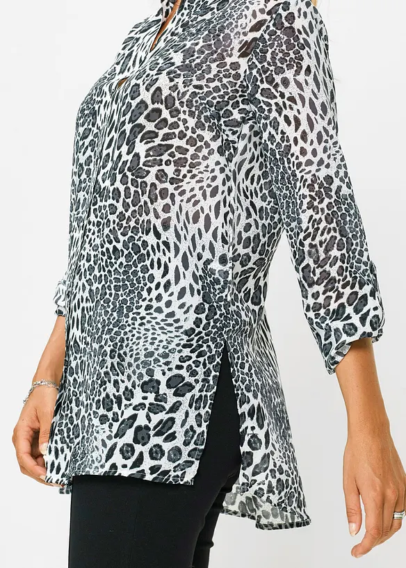 Lange blouse van chiffon, bonprix