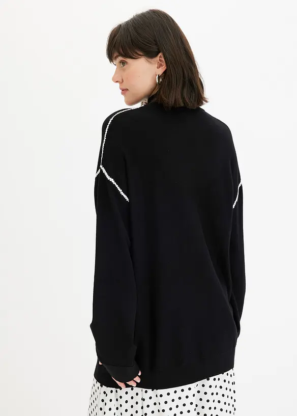 Boxy trui met siersteek van viscosemix, bonprix