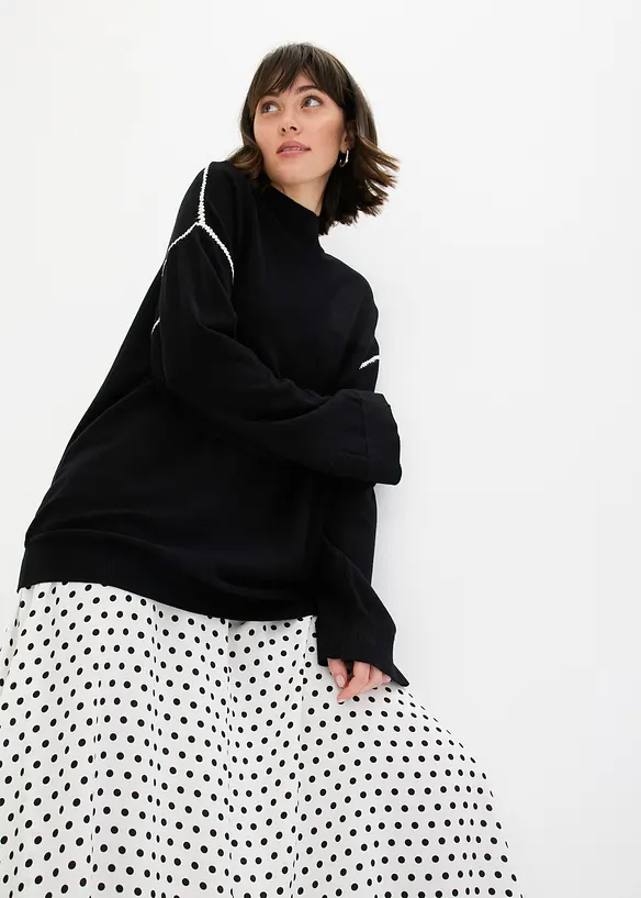 Boxy trui met siersteek van viscosemix, bonprix