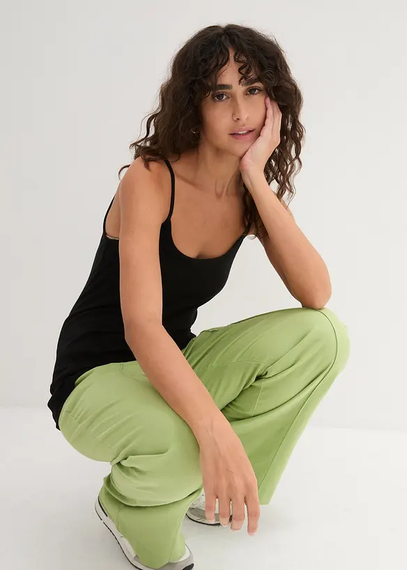 Top met spaghettibandjes van puur katoen (set van 3), bonprix