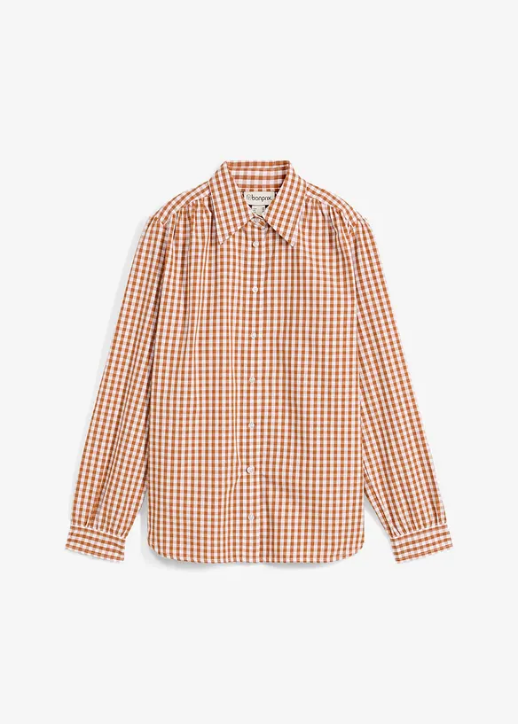 Oversized geruite blouse met pofmouwen, bonprix