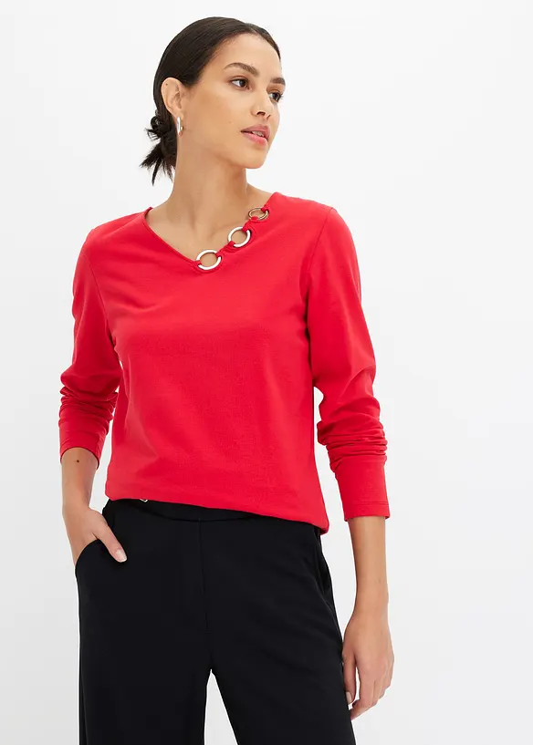 Longsleeve met eyelets, bonprix