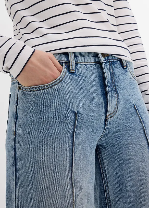 Wide leg jeans mid waist, cropped, bonprix