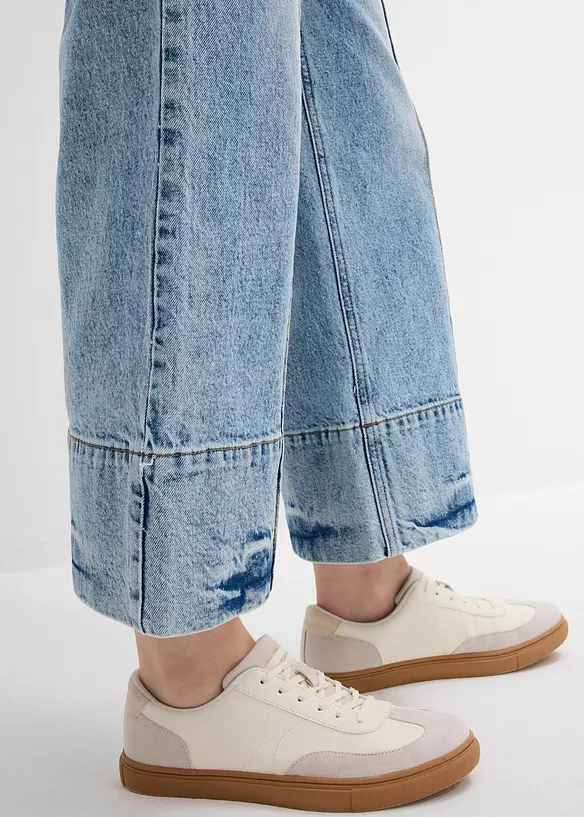 Wide leg jeans mid waist, cropped, bonprix