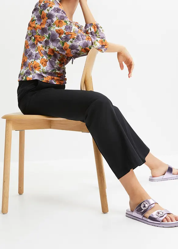 High waist broek van een linnen-viscosemix, bonprix