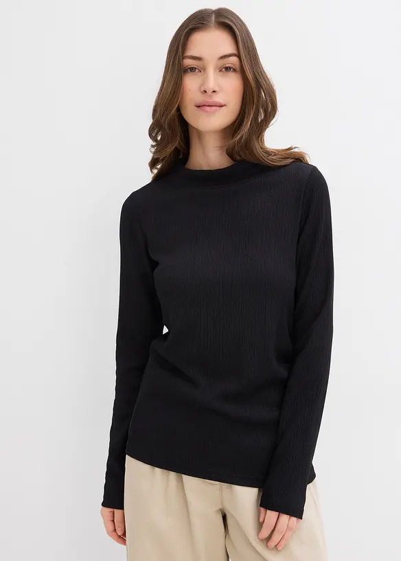 Longsleeve van crêpe, bonprix