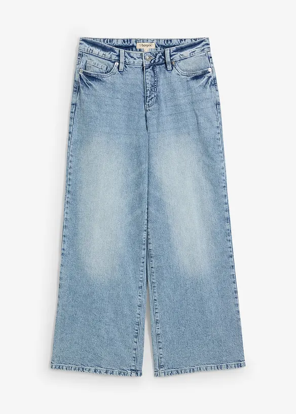 Wide leg jeans, mid waist, low stretch, full length, bonprix