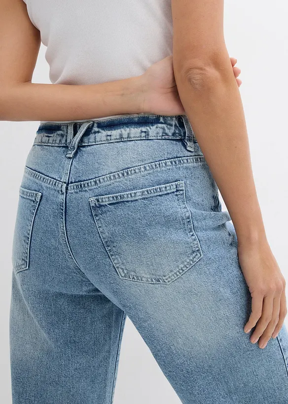 Wide leg jeans, mid waist, low stretch, full length, bonprix
