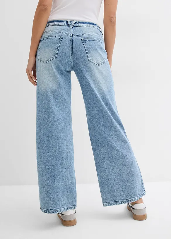 Wide leg jeans, mid waist, low stretch, full length, bonprix