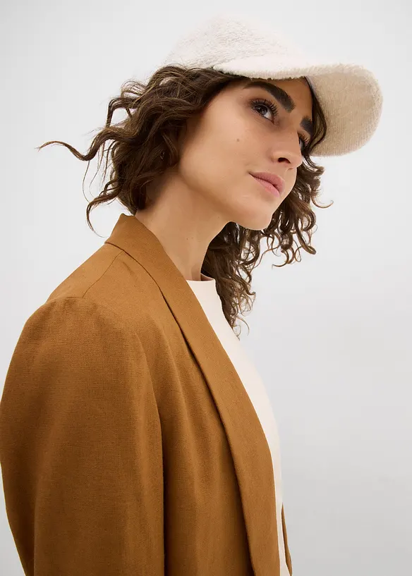 Wijde blazer in een mix van linnen en viscose, bonprix