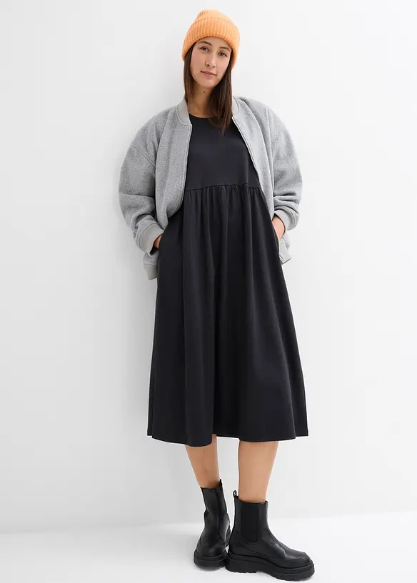 Wijd uitlopende jersey jurk, bonprix