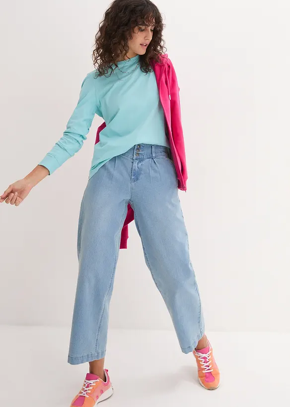 Longshirt met ronde hals, lange mouwen (set van 5), bonprix