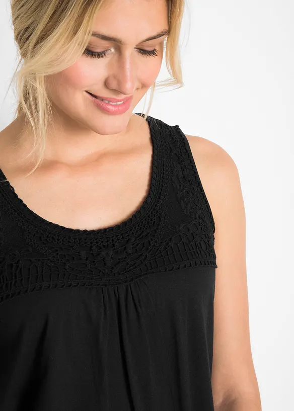Katoenen longtop met kant, bonprix
