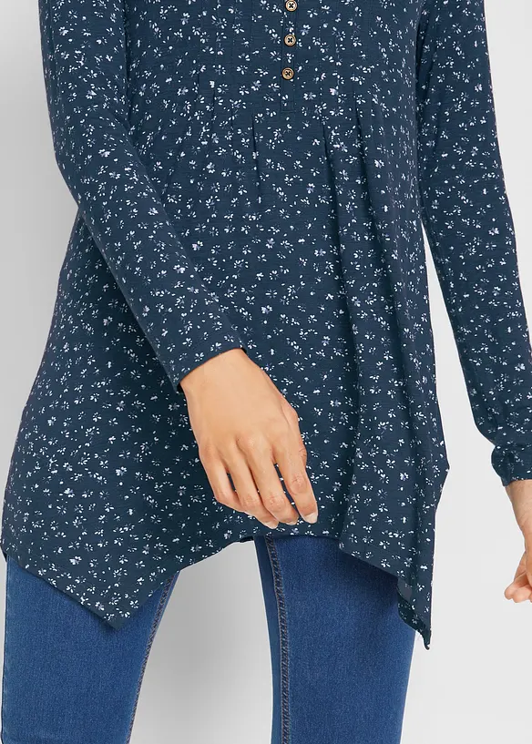 Puntig toelopend jersey shirt, halflange mouw, bonprix
