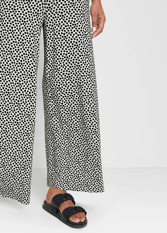 Jersey palazzo broek met comfortband, gedessineerd, bonprix