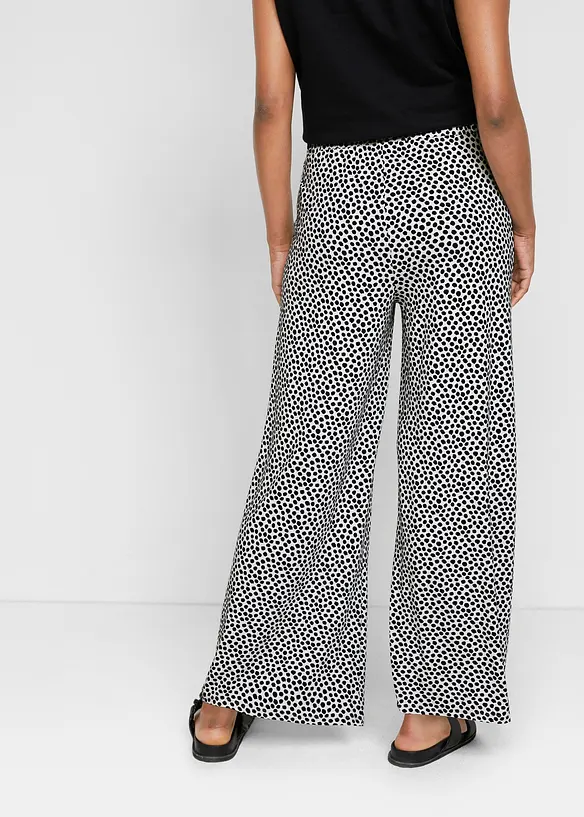 Jersey palazzo broek met comfortband, gedessineerd, bonprix