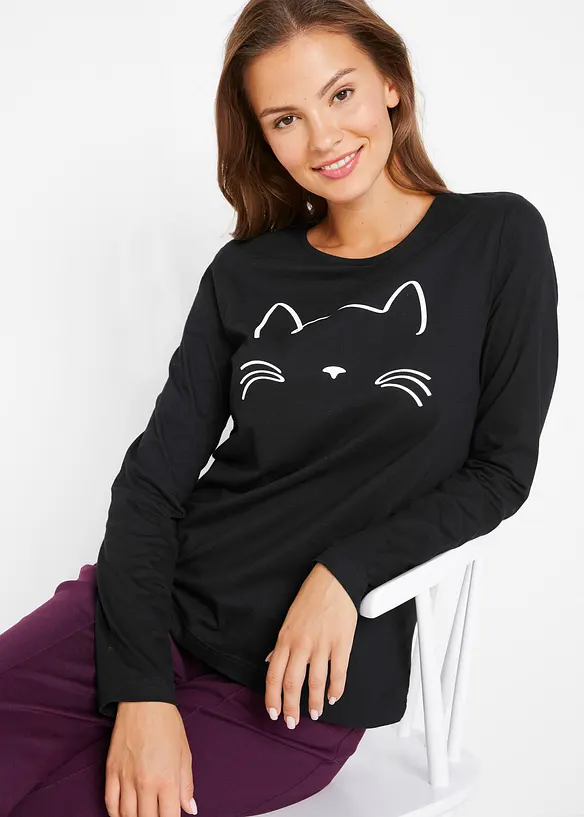 Longsleeve met poezenprint, bonprix