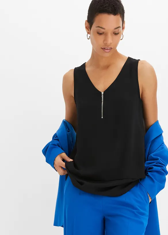 Top met rits in een viscosemix, bonprix