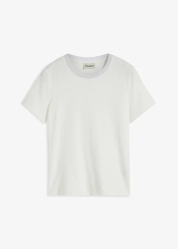Shirt met gebreide boordjes en glittergaren, bonprix