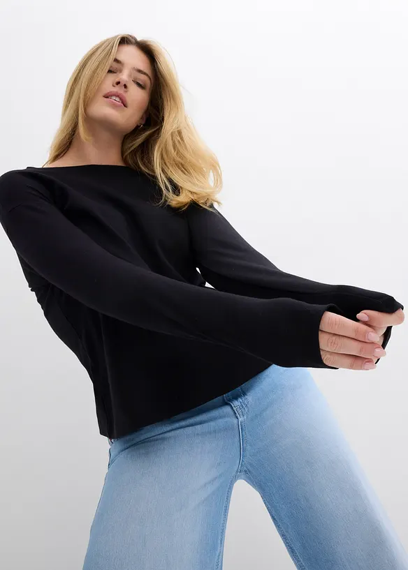 Longsleeve van puur, zwaar biologisch katoen, bonprix