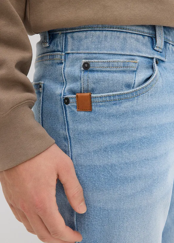 Loose fit stretch jeans van stevig denim, tapered, bonprix