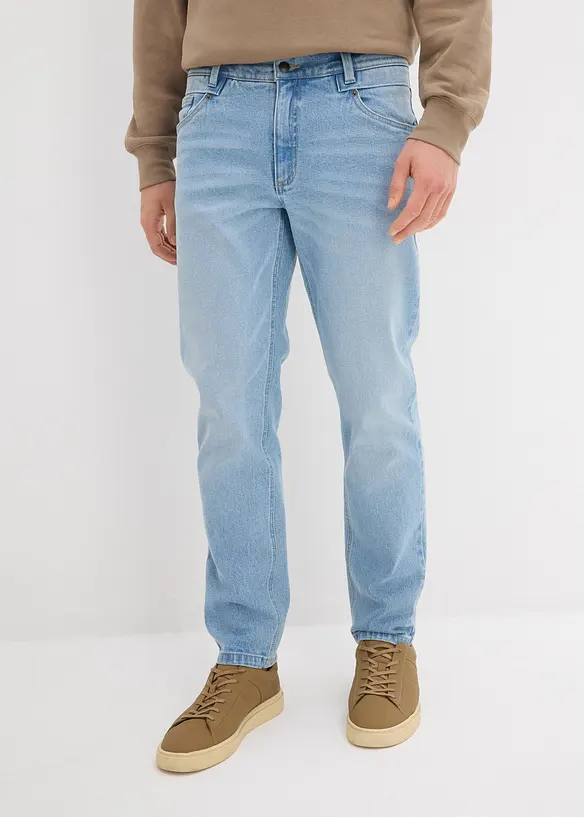 Loose fit stretch jeans van stevig denim, tapered, bonprix